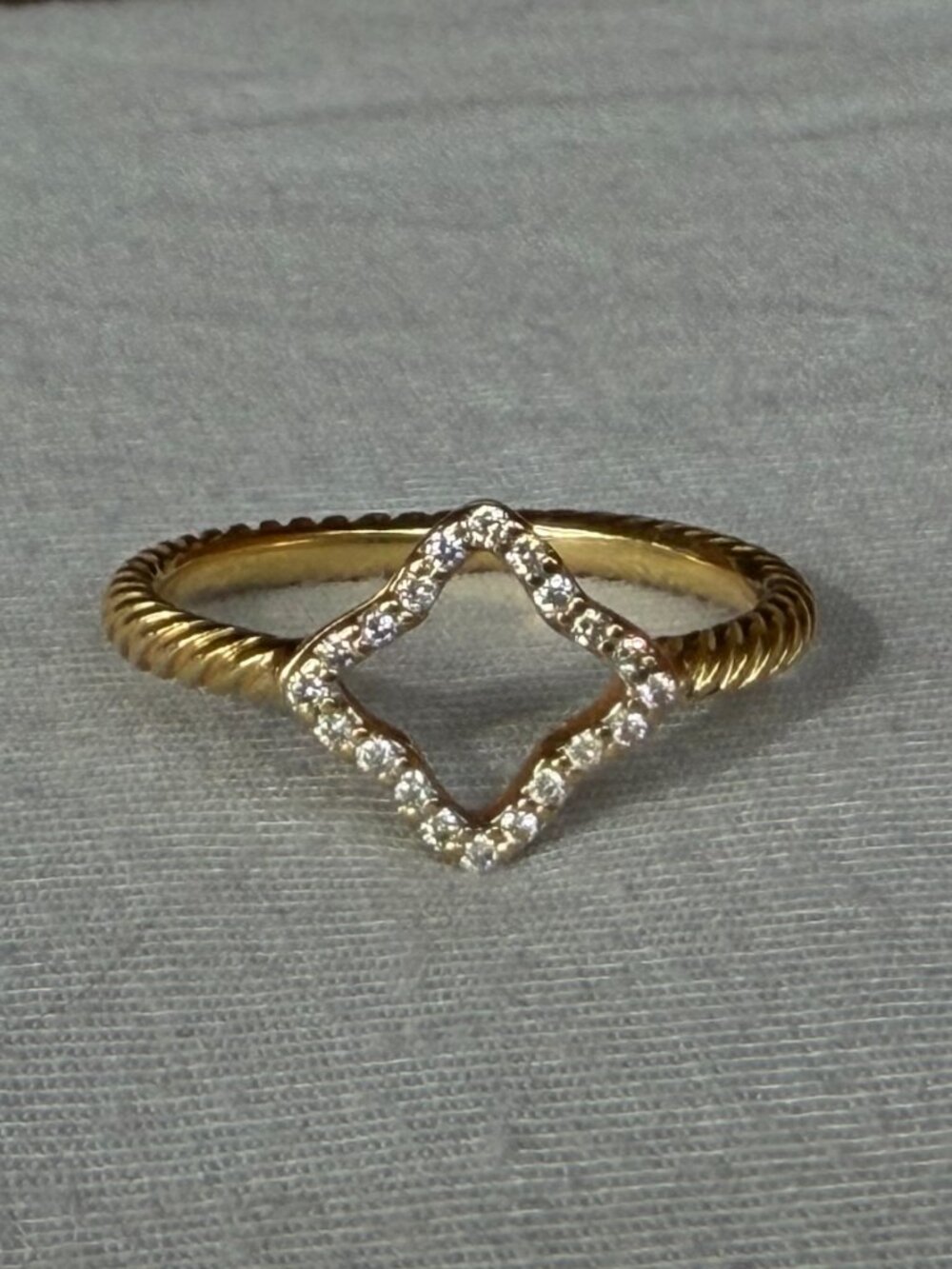 David Yurman 18K Diamond Quatrefoil Ring - Size 7
